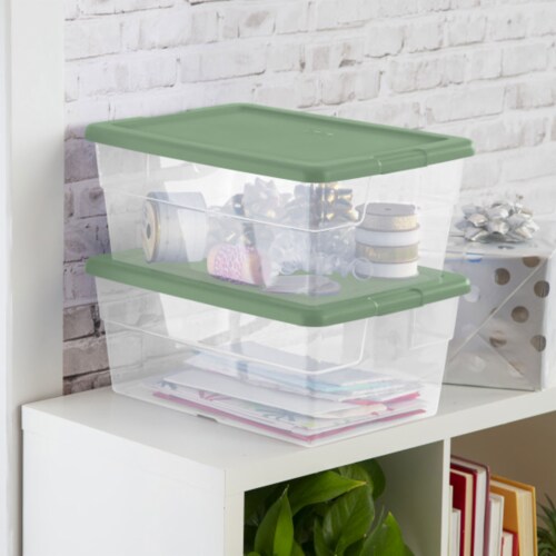  HOMZ 7.5 Quart Clear Plastic Stackable Storage Container Tote  with Secure Latching Lid for Home and Office Organization, 5 Pack