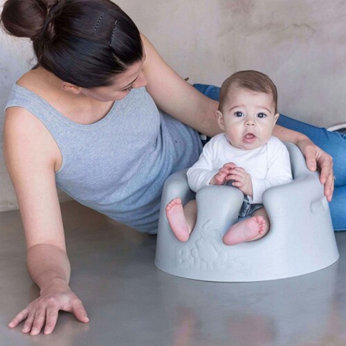 Bumbo Infant Soft Foam Floor Seat with 3 Point Adjustable Harness, Gray (2 Pack) Perspective: left