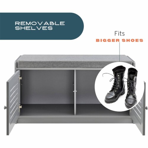 Sturdis Shoe Storage Cushioned Seat Bench with Adjustable Shelves 2 Pack Gray 2 Piece Pick n Save