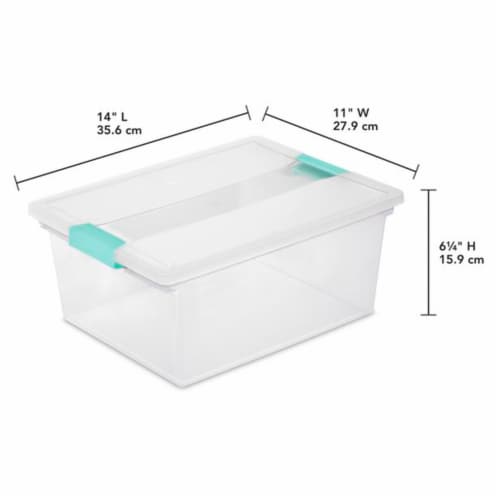 Sterilite Medium Clear Storage Tote, 4 Pack, & Large Clear Storage Tote, 4 Pack Perspective: left