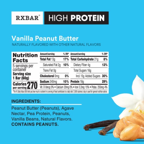 RXBAR® High Protein Vanilla Peanut Butter Bars Perspective: left