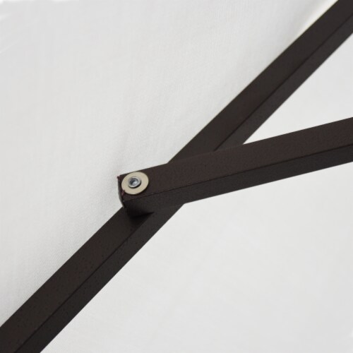 California Umbrella Aluminum Market With Auto Tilt and Crank Lift - Antique Beige/Bronze Perspective: left
