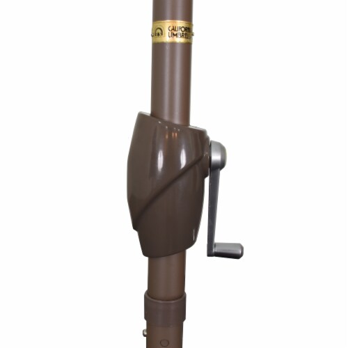 California Umbrella Market Patio Umbrella With Auto Tilt and Crank Lift - Charcoal/Matted White Perspective: left