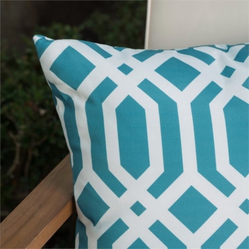 Noble House Manduka Arabesque Rectangular Pillow in Dark Teal Perspective: left