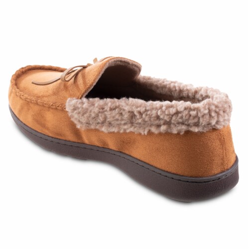 Isotoner® Men's Microsuede Moccasin with Berber Spill - Tan Perspective: left
