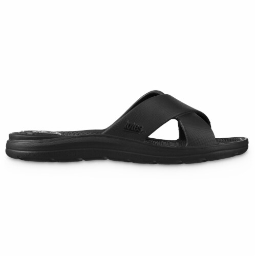 Totes Everywear Ara Cross Slide Women's Sandals - Black Perspective: left