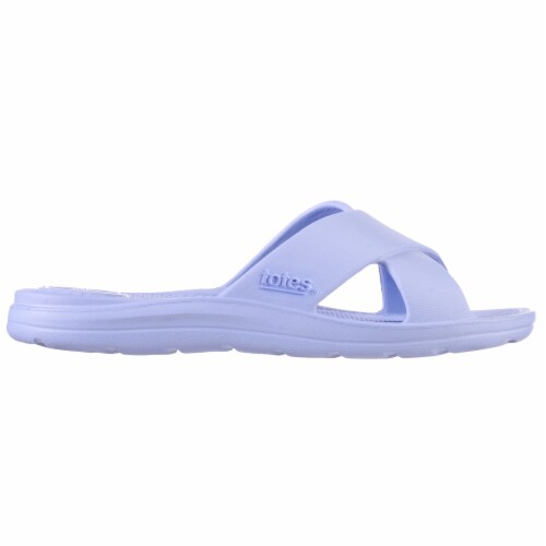 Totes Womens Ara Cross Slide Sandals - Purple Perspective: left