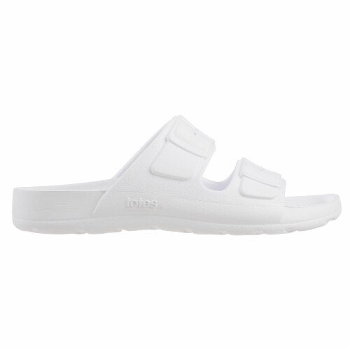 Totes Everywear Double Buckle Slide Sandals - White Perspective: left