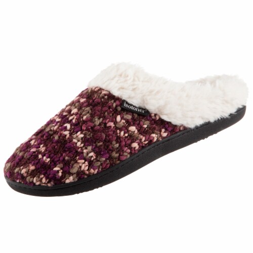 Isotoner® Women's Sweater Knit Amanda Hoodback Slippers - Henna Perspective: left