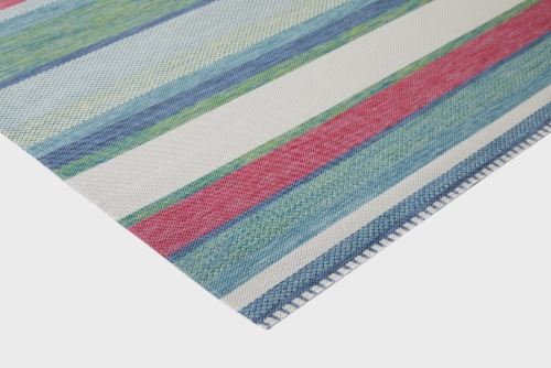 Backyard Bungalow Dania Cecile Indoor-Outdoor Rug - White-Blue Perspective: left