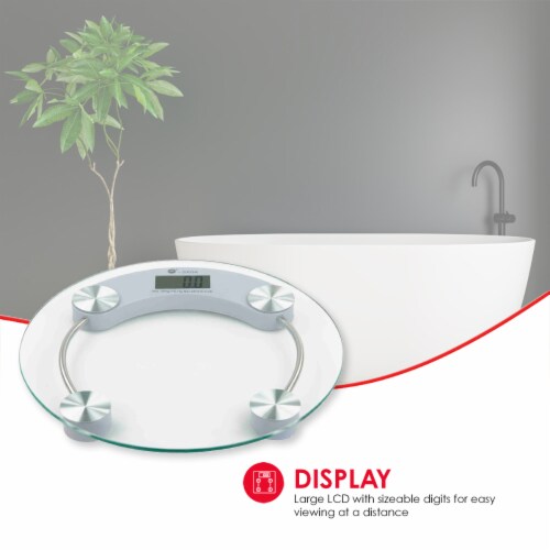 Home Basics Round Glass Bathroom Scale Perspective: left