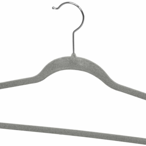 Home Basics 10-Piece Velvet Hangers, Grey Perspective: left