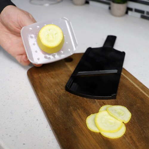 Home Basics Plastic Mandolin Slicer with Handle, Black Perspective: left