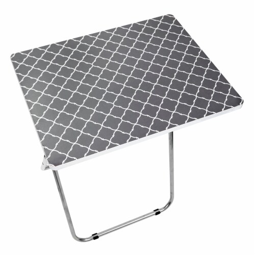 Home Basics Lattice Multi-Purpose Foldable Table, Grey/White Perspective: left