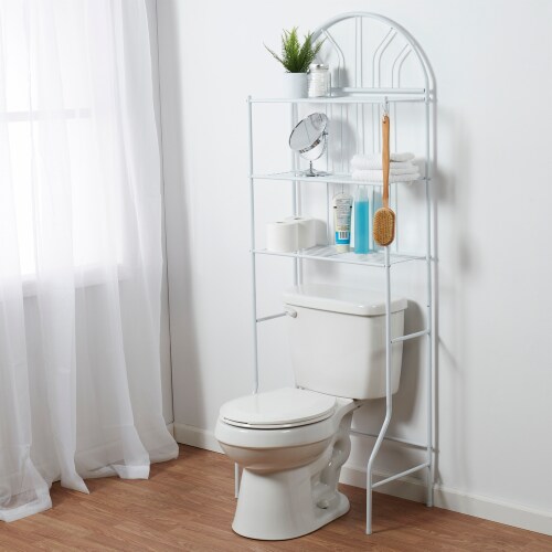 Home Basics 3 Shelf Steel Bathroom Space Saver, White Perspective: left