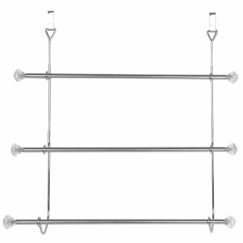 Home Basics 3 Tier Chrome Plated Steel Over the Door Towel Rack Perspective: left