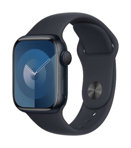 Apple Watch Series 9 GPS 41mm Midnight Aluminum Case with Midnight Sport Band - M/L Perspective: left