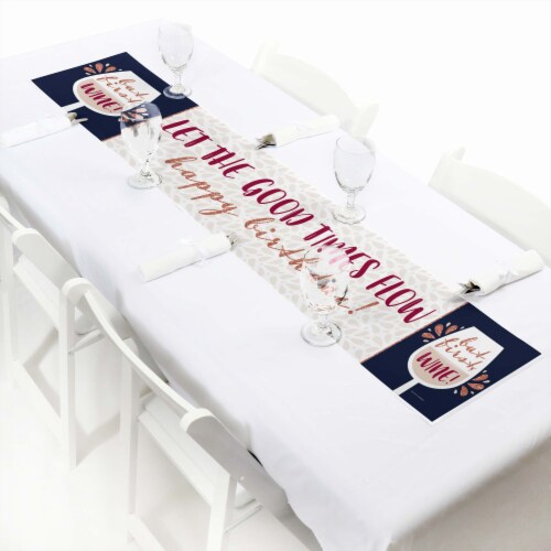 Big Dot of Happiness But First, Wine - Wine Tasting Happy Birthday Decorations Party Banner Perspective: left