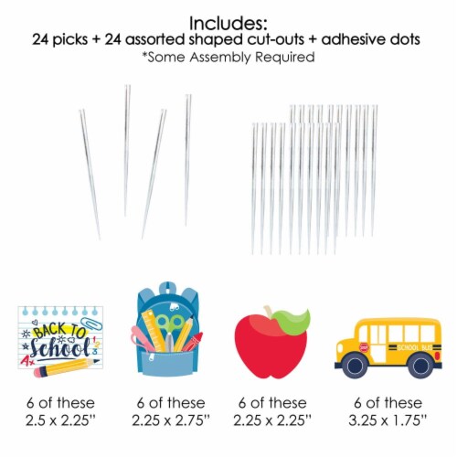 Big Dot of Happiness Back to School Cupcake Toppers First Day of School Treat Picks 24 Ct Perspective: left