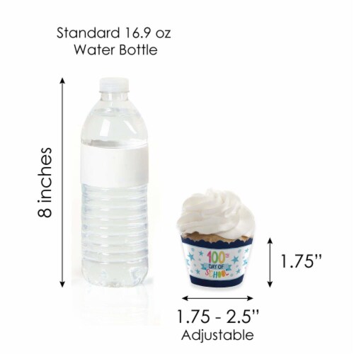 Big Dot of Happiness Happy 100th Day of School Decor Cupcake Wrappers & Treat Picks Kit 24 Ct Perspective: left
