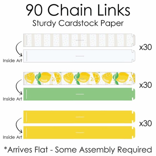 Big Dot of Happiness So Fresh Lemon 90 Chain Links & 30 Tassels Paper Chains Garland 21 ft Perspective: left