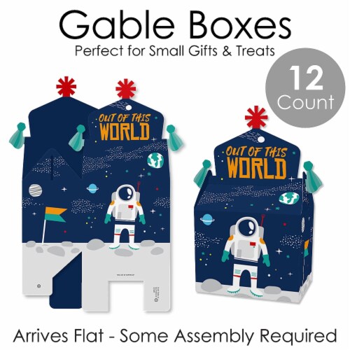 Big Dot of Happiness Blast Off to Outer Space Treat Party Favors Rocket Gable Boxes 12 Ct Perspective: left