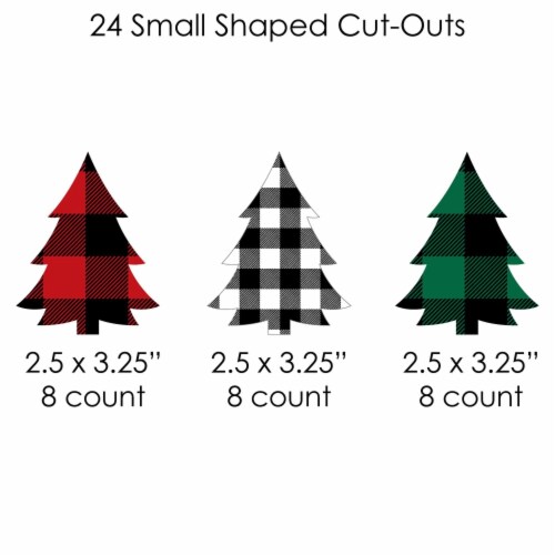 Big Dot of Happiness Holiday Plaid Trees Christmas Party Clothespin Garland Banner 44 Pc Perspective: left