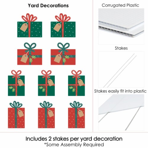 Big Dot of Happiness Happy Holiday Presents - Lawn Outdoor Christmas Party Yard Decor 10 Pc Perspective: left