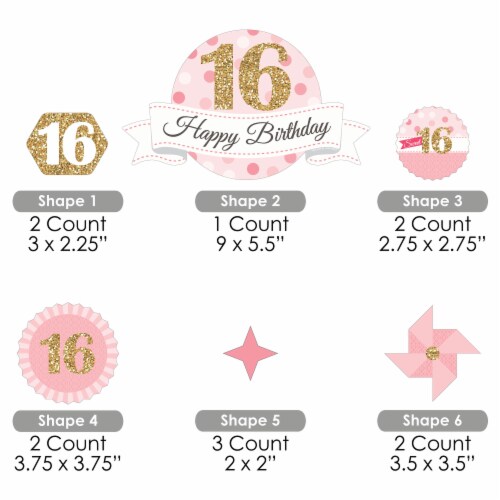 Big Dot of Happiness Sweet 16 - 16th Birthday Party Cake Decor Kit - Cake Topper Set 11 Pc Perspective: left