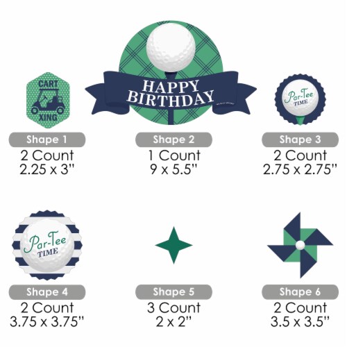 Big Dot of Happiness Par-Tee Time - Golf - Birthday Party Decor Kit - Cake Topper Set 11 Pc Perspective: left