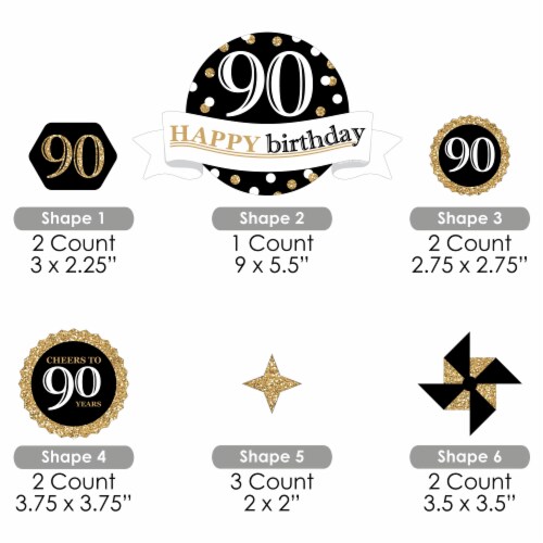 Big Dot of Happiness Adult 90th Birthday Gold - Party Cake Decor Kit - Cake Topper Set 11 Pc Perspective: left