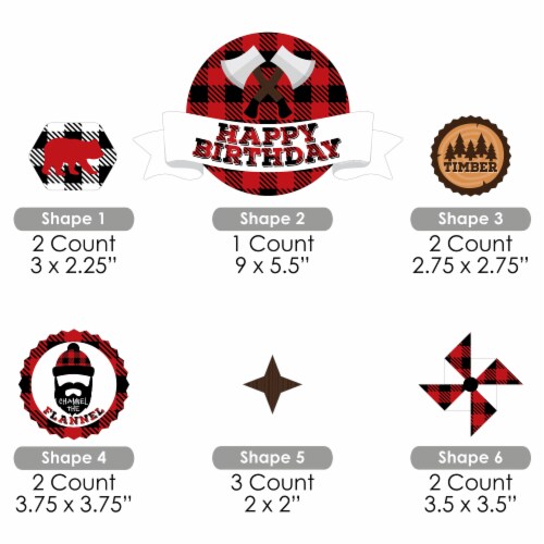 Big Dot of Happiness Lumberjack Channel The Flannel Birthday Decor Kit Cake Topper Set 11 Pc Perspective: left