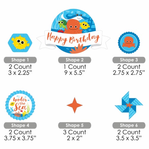 Big Dot of Happiness Under the Sea Critters - Birthday Party Decor Kit Cake Topper Set 11 Pc Perspective: left