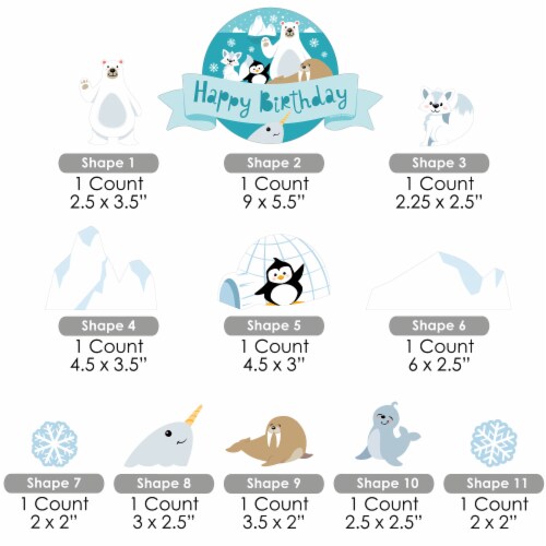 Big Dot of Happiness Arctic Polar Animals - Winter Birthday Decor Kit Cake Topper Set 11 Pc Perspective: left