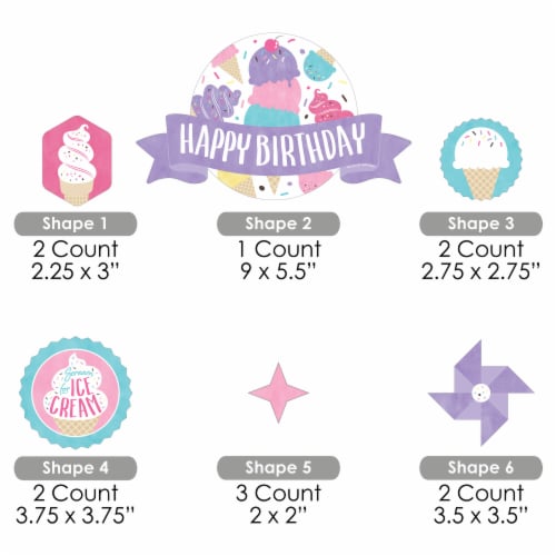 Big Dot of Happiness Scoop Up the Fun Ice Cream - Birthday Decor Kit - Cake Topper Set 11 Pc Perspective: left