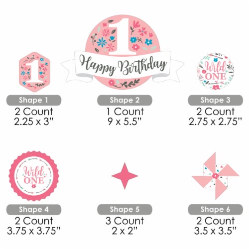 Big Dot of Happiness She's a Wild One - 1st Birthday Cake Decor Kit - Cake Topper Set 11 Pc Perspective: left