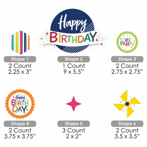 Big Dot of Happiness Cheerful Happy Birthday - Colorful Decor Kit - Cake Topper Set 11 Pc Perspective: left
