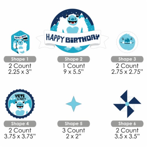 Big Dot of Happiness Yeti to Party Abominable Snowman Birthday Decor Cake Topper Set 11 Pc Perspective: left
