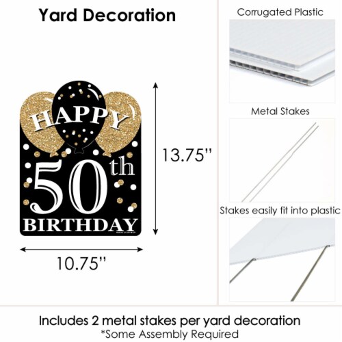 Big Dot of Happiness Adult 50th Birthday - Gold - Outdoor Lawn Birthday Party Yard Sign 1 Pc Perspective: left