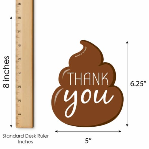 Big Dot of Happiness Oh Crap, You're Old - Poop Birthday Party Shaped Thank You Cards 12 Ct Perspective: left