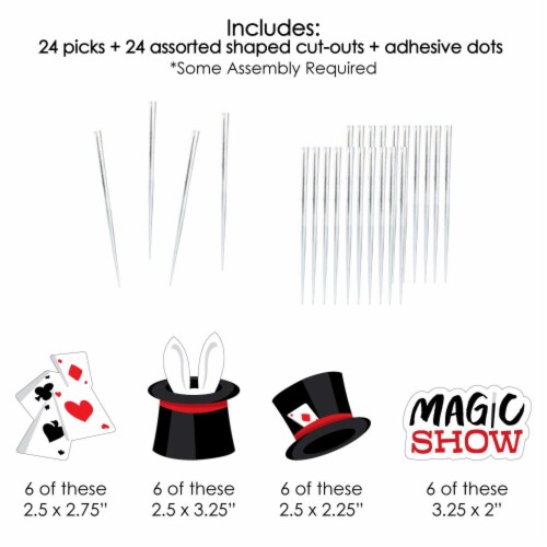 Big Dot of Happiness Ta-Da, Magic Show Cupcake Toppers Birthday Party Treat Picks 24 Ct Perspective: left
