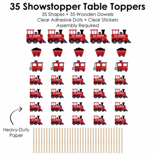 Big Dot of Happiness Railroad Crossing - Centerpiece Sticks - Showstopper Table Toppers 35 Pc Perspective: left