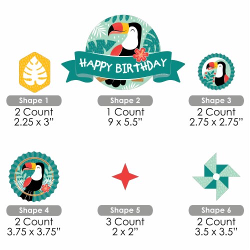 Big Dot of Happiness Calling All Toucans - Birthday Party Decor Kit - Cake Topper Set 11 Pc Perspective: left