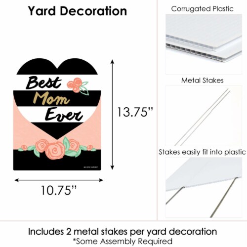 Big Dot of Happiness Best Mom Ever - Outdoor Lawn Sign - Mother's Day Party Yard Sign - 1 Pc Perspective: left