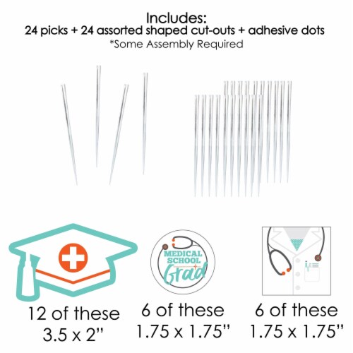 Big Dot of Happiness Medical School Grad - Cupcake Toppers Doctor Clear Treat Picks - 24 Ct Perspective: left