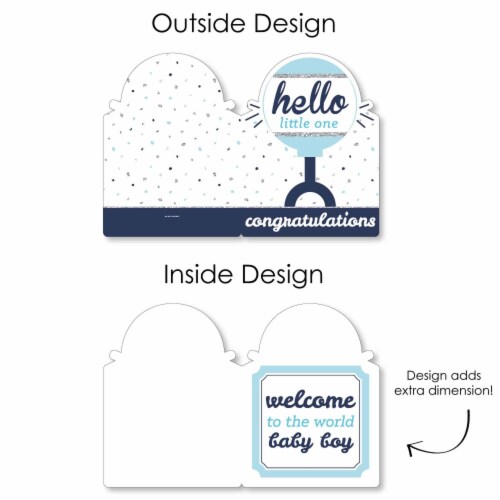 Big Dot of Happiness Hello Little One Blue & Silver Congratulations Big Card Jumborific Card Perspective: left