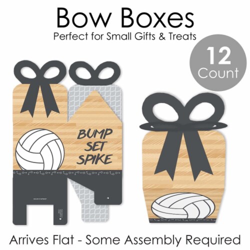 Big Dot of Happiness Bump, Set, Spike Volleyball Square Favor Gift Box Party Bow Boxes 12 Ct Perspective: left