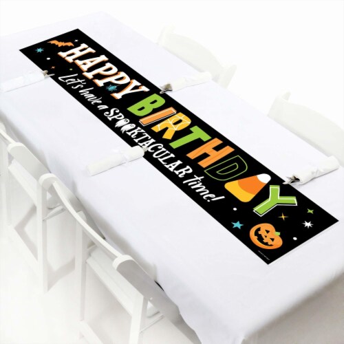 Big Dot of Happiness Jack-O'-Lantern Halloween - Happy Birthday Kids Decorations Party Banner Perspective: left