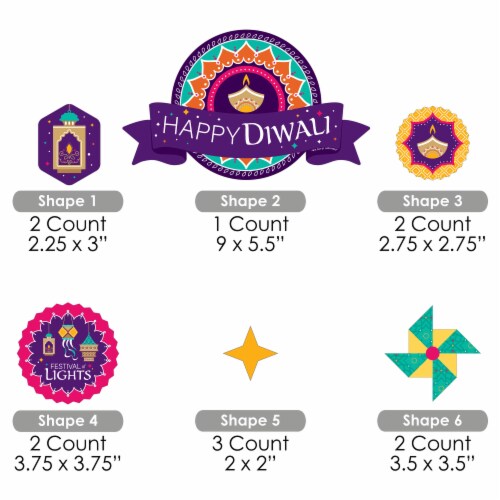 Big Dot of Happiness Happy Diwali - Festival of Lights Party Decor Kit Cake Topper Set 11 Pc Perspective: left