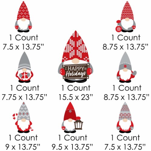 Big Dot of Happiness Christmas Gnomes - Outdoor Lawn Decor - Holiday Party Yard Signs 8 Ct Perspective: left